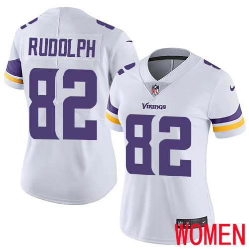 Minnesota Vikings #82 Limited Kyle Rudolph White Nike NFL Road Women Jersey Vapor Untouchable